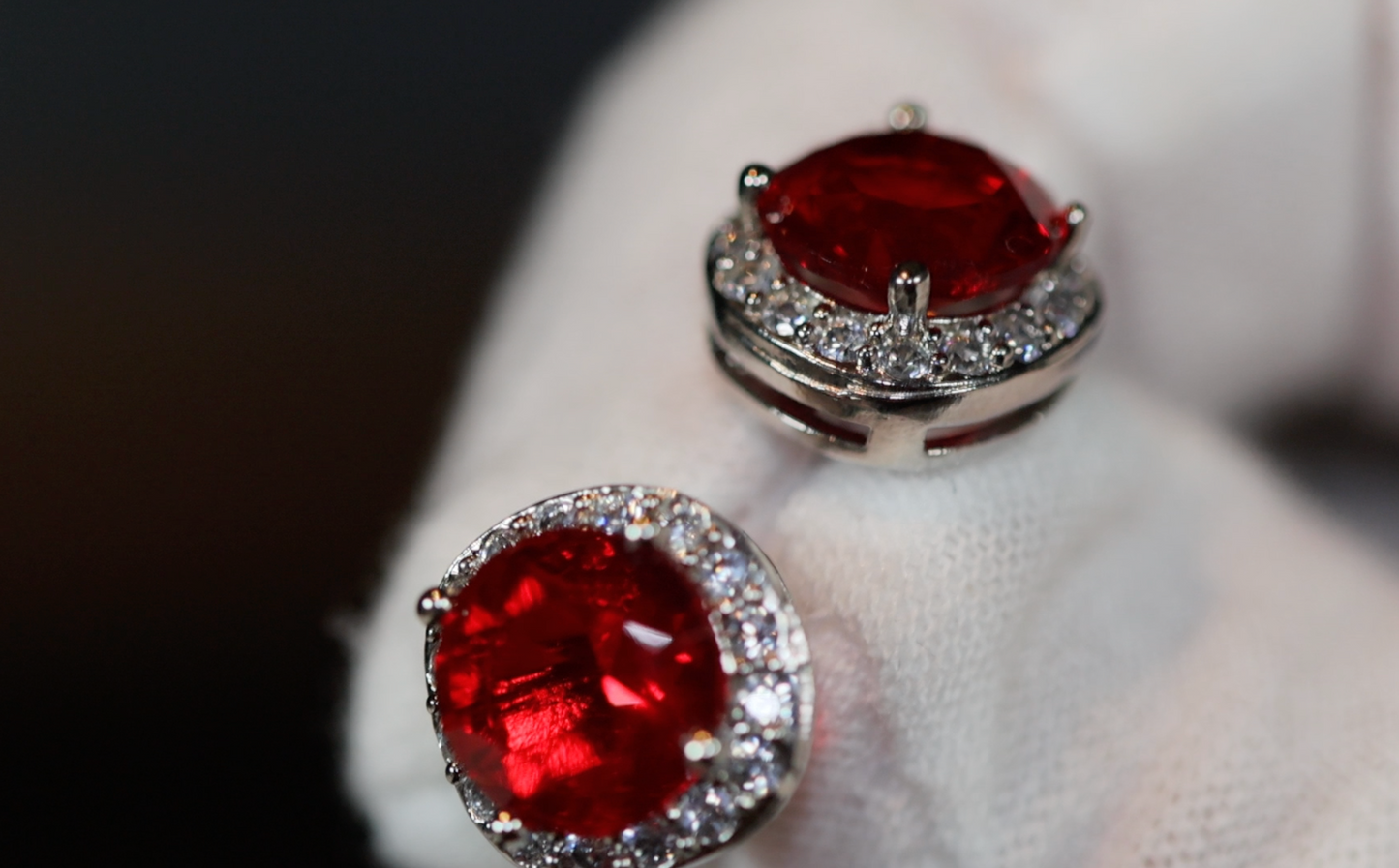 Red Diamond Ear Studs