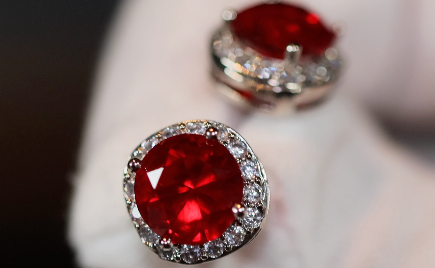 Red Diamond Ear Studs