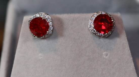 Red Diamond Ear Studs