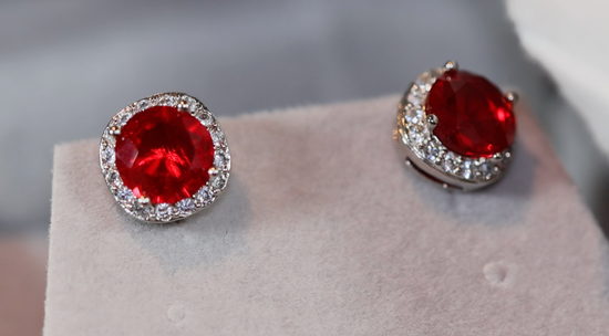 Red Diamond Ear Studs