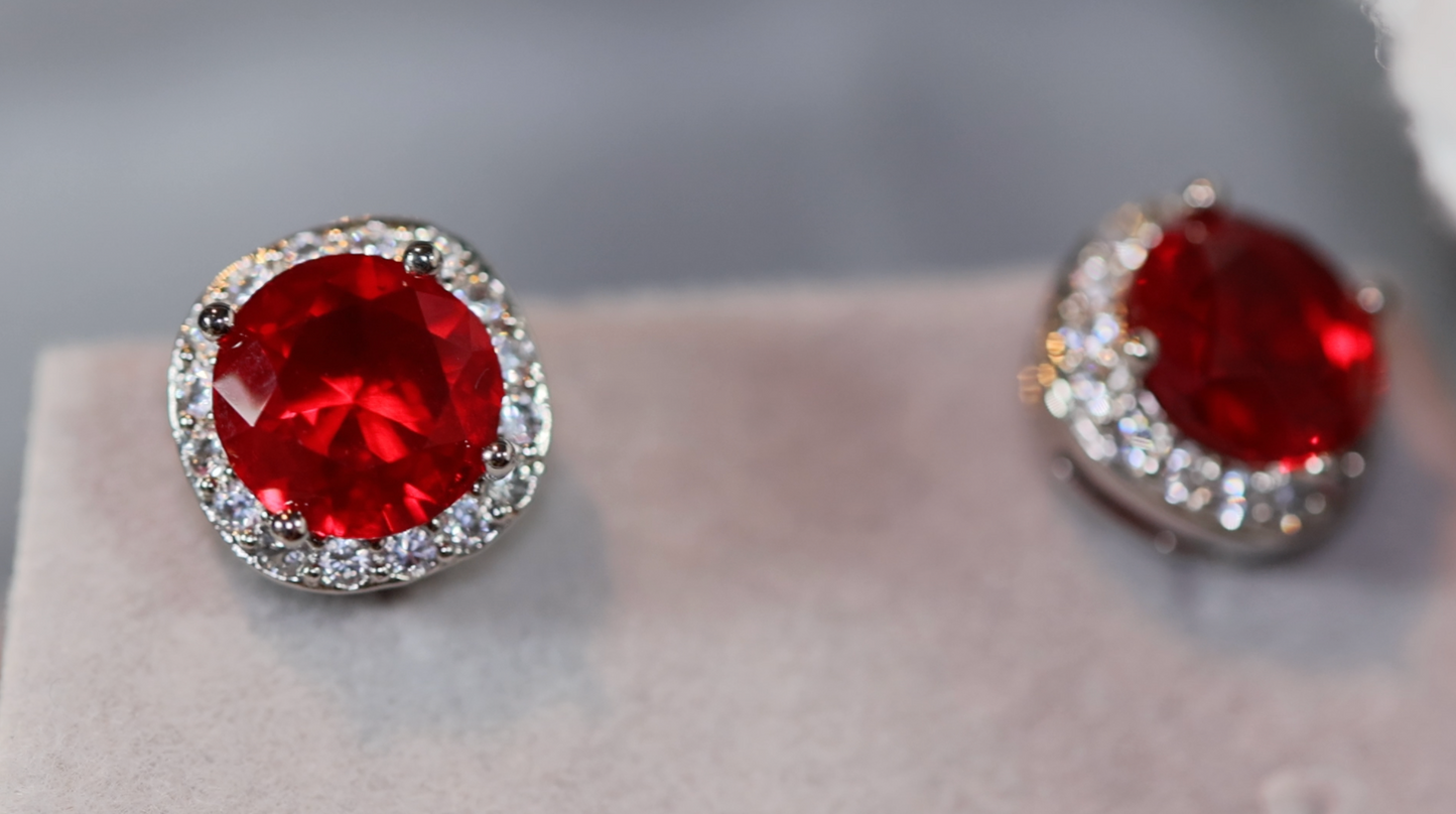 Red Diamond Ear Studs