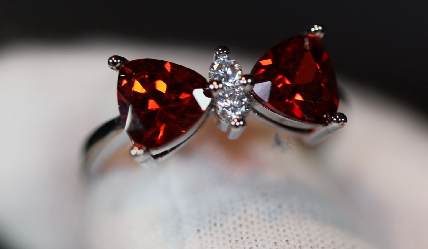 Red Diamond Ribbon Ring | Ribbon Shape Ring | Diamond Ribbon Ring