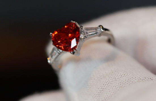 Red Diamond Heart Ring