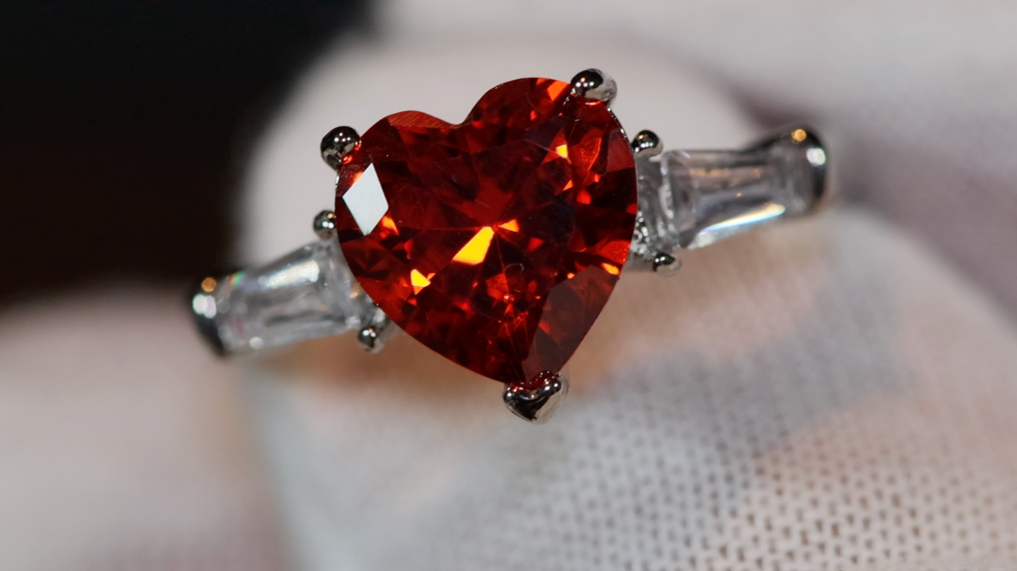 Red Diamond Heart Ring