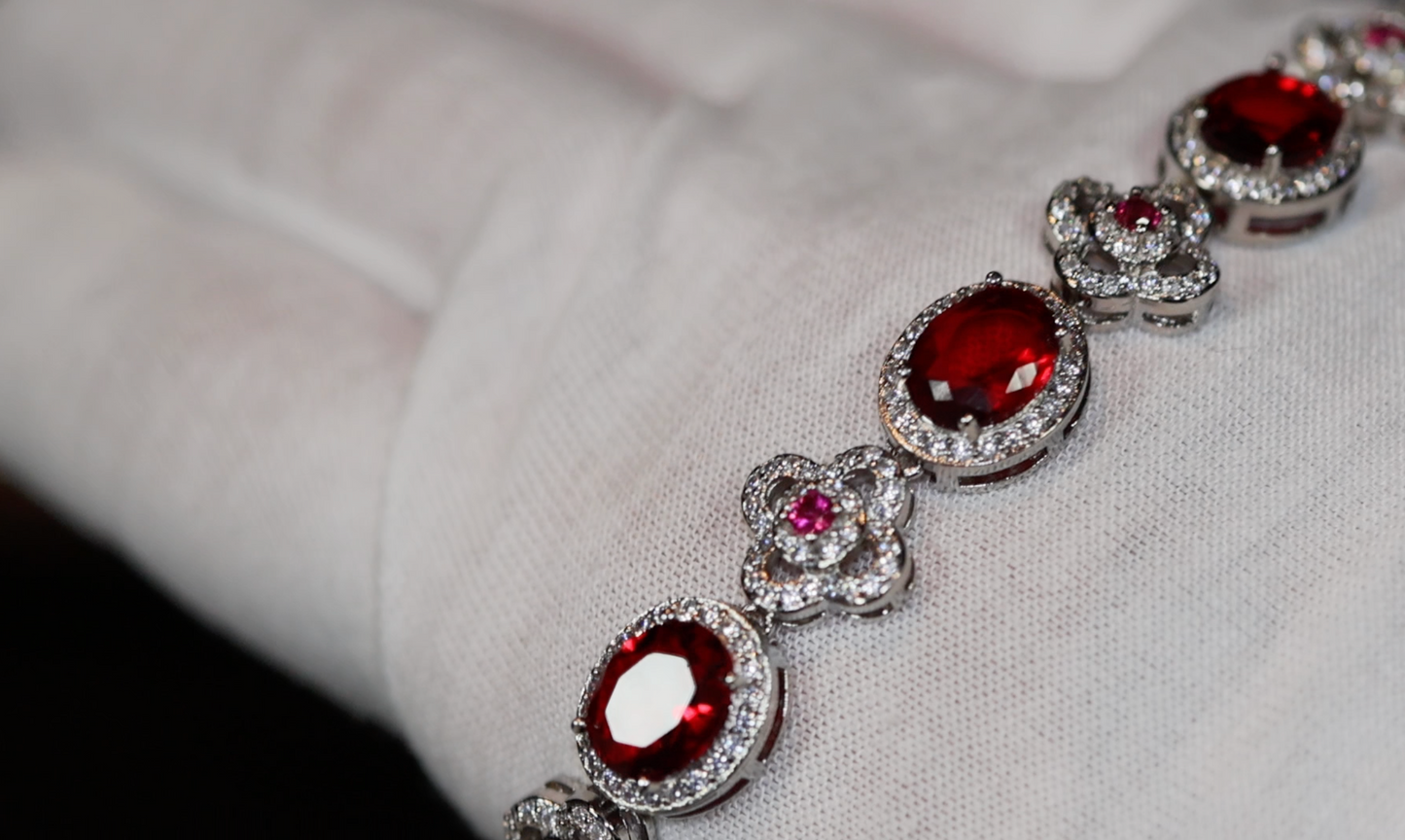 Womens Red Diamond Bracelet | Ruby Bracelet | Red Diamond Bracelet