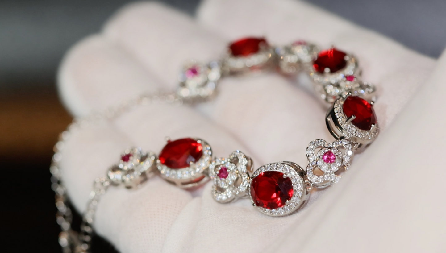 Womens Red Diamond Bracelet | Ruby Bracelet | Red Diamond Bracelet