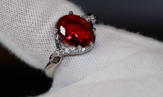 Ruby Ring | Red Diamond Ring | Oval Engagement Ring | Red Diamond Engagement Ring