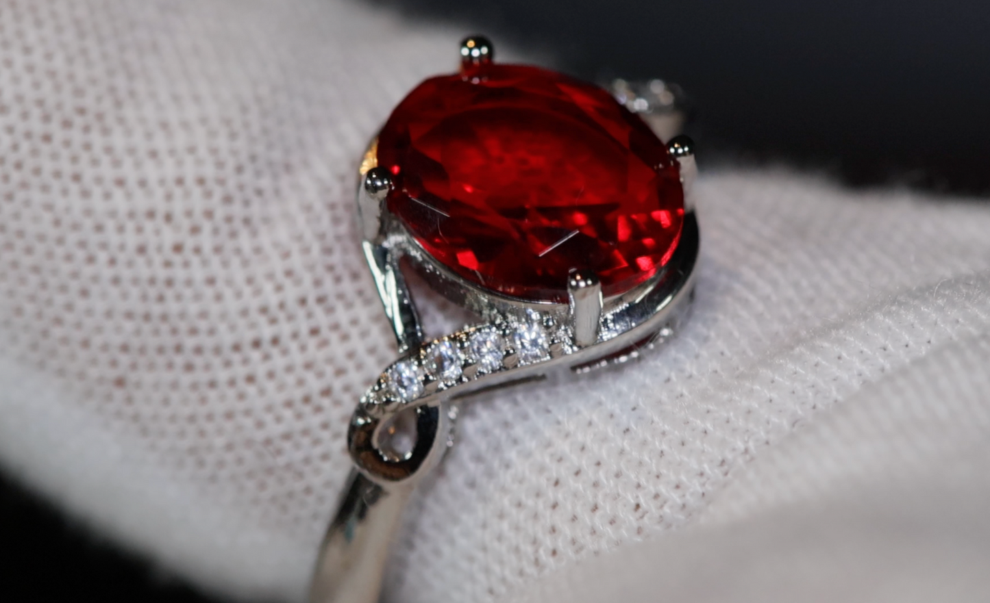 Ruby Ring | Red Diamond Ring | Oval Engagement Ring | Red Diamond Engagement Ring