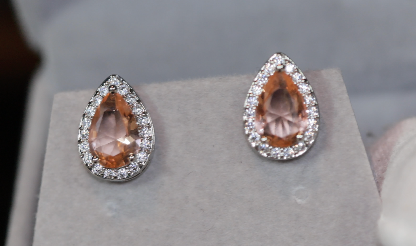 Womens Ear Studs | Champagne Diamond Earrings | Teardrop Earrings | Diamond Earrings