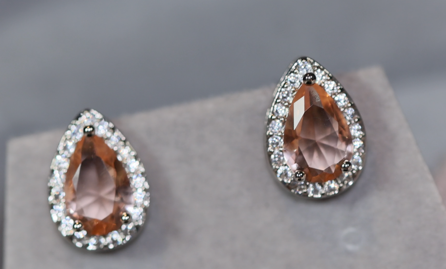 Womens Ear Studs | Champagne Diamond Earrings | Teardrop Earrings | Diamond Earrings