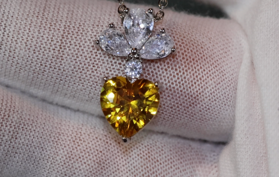 Womens Diamond Heart Necklace | Yellow Diamond Heart Necklace | Diamond Heart Pendant