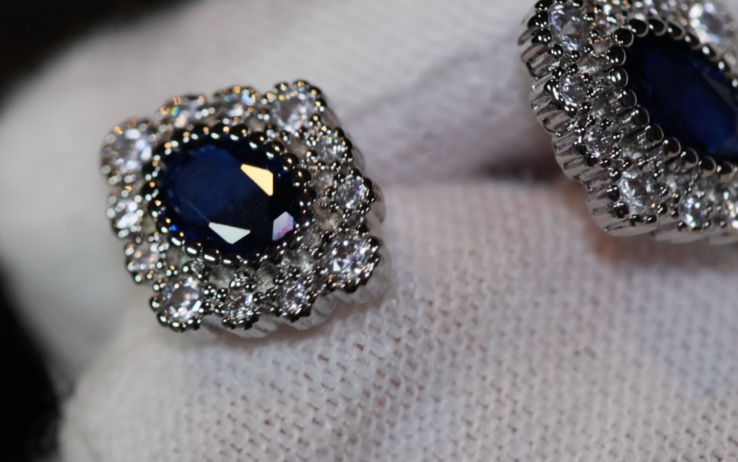 Sapphire Blue diamond Ear Studs | Vintage Ear Studs