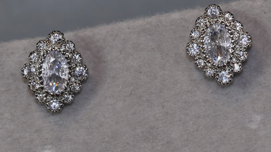 Oval Ear Studs | Classy Diamond Ear Studs