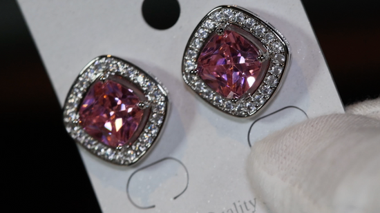 Big pink diamond ear studs