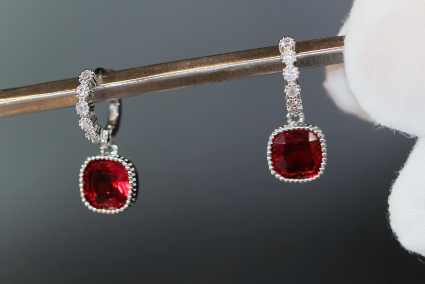 Red Diamond Earrings