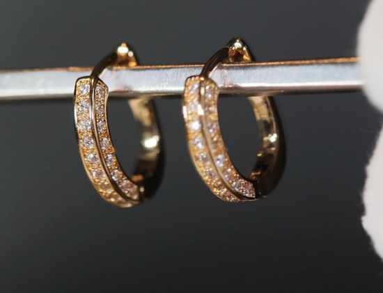 Gold Diamond Earrings | Womens Diamond Hoop Earrings | Small gold diamond hoop earrings