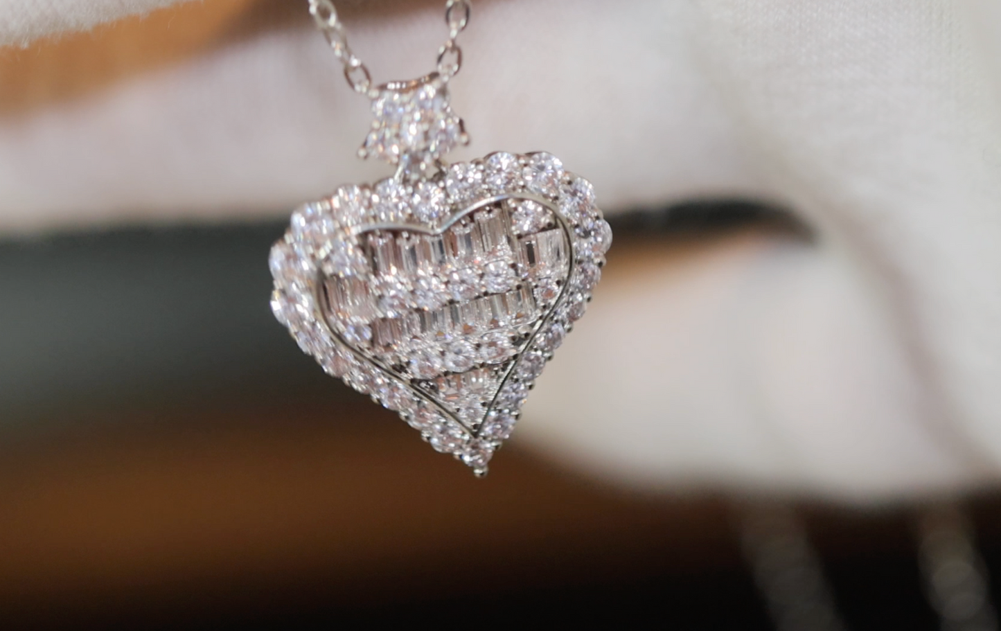 Diamond Heart Necklace | Womens Diamond Necklace | Heart Necklace with Diamonds | Iced Out Chain | Heart Necklace Silver | Heart Pendant