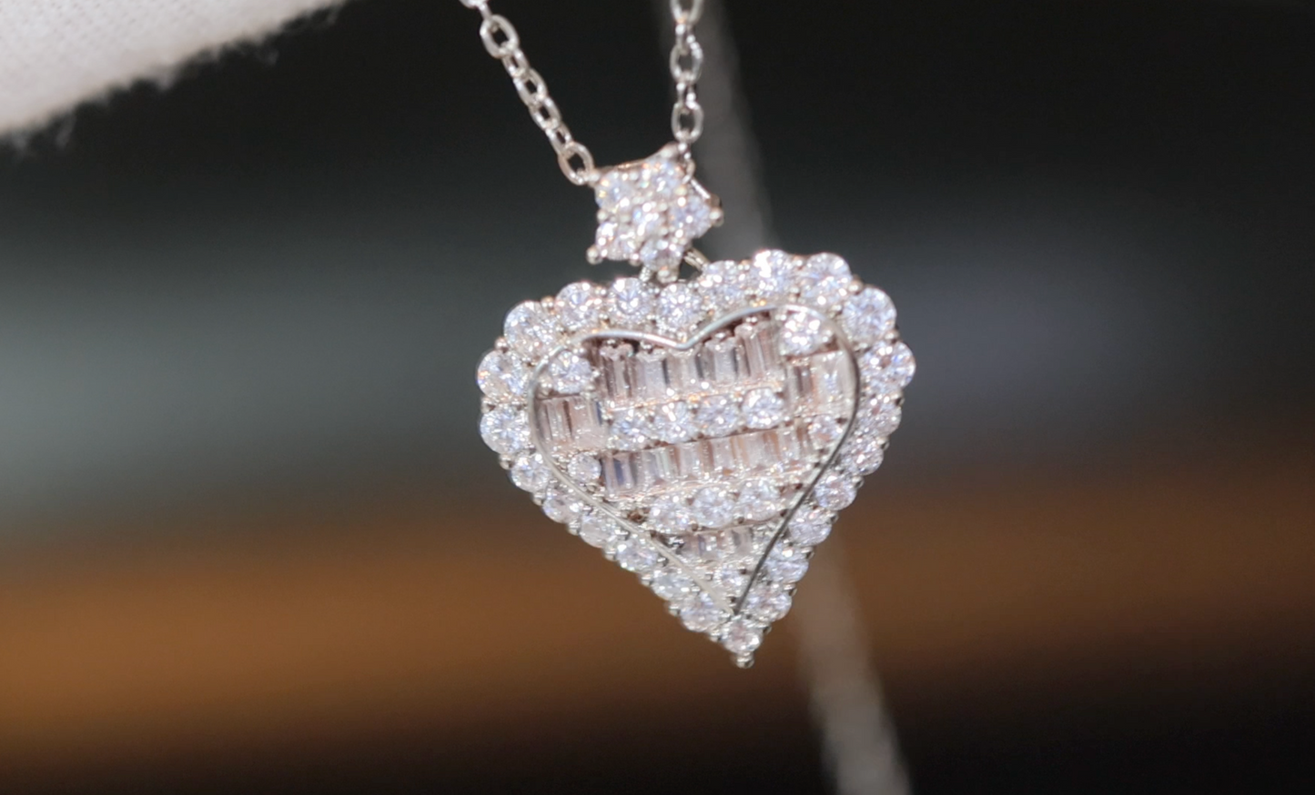 Diamond Heart Necklace | Womens Diamond Necklace | Heart Necklace with Diamonds | Iced Out Chain | Heart Necklace Silver | Heart Pendant