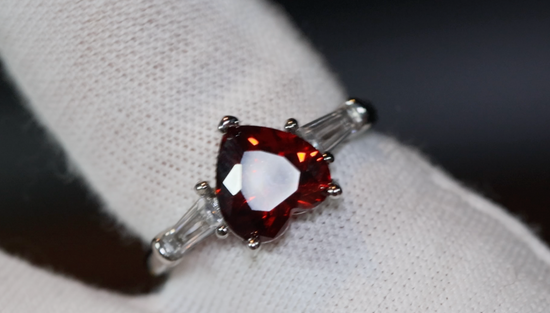 Heart Ring | Red Diamond Heart Ring | Heart Shape Ring | Diamond Heart Ring