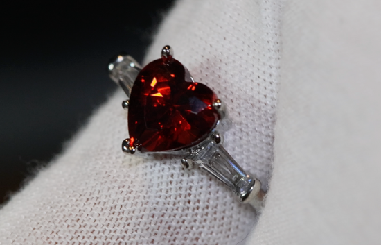 Heart Ring | Red Diamond Heart Ring | Heart Shape Ring | Diamond Heart Ring