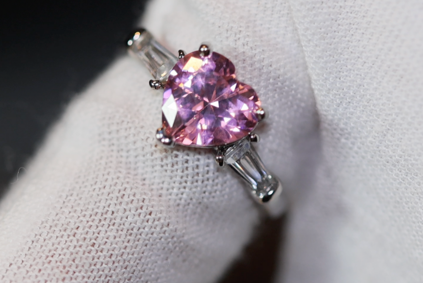 Pink Diamond Heart Ring