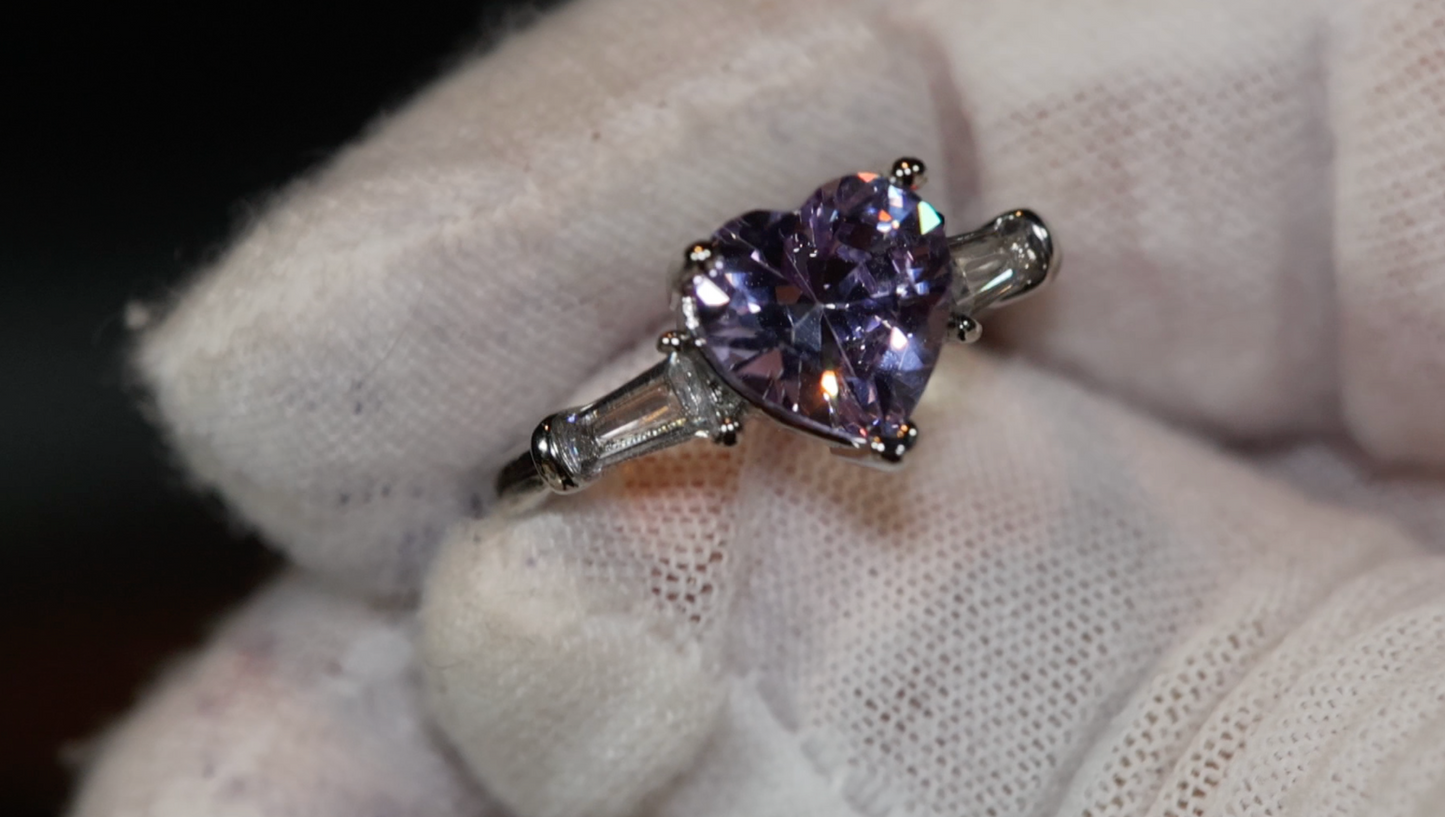 Purple Diamond Heart Ring