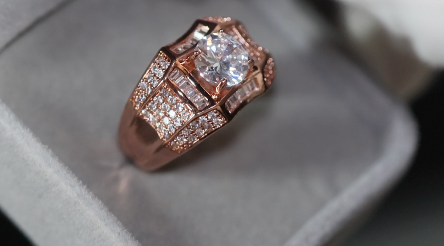 Mens Rose Gold Ring | Womens Rose Gold Ring | Diamond Rose Gold Ring | Iced Out Ring | Mens Iced Out Rings | Mens Wedding Ring Rose Gold