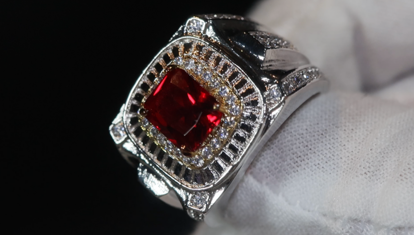 Mens Ruby Ring | Ruby Ring | Mens Red Diamond Ring | Red Diamond Ring