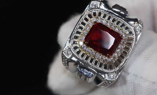 Mens Ruby Ring | Ruby Ring | Mens Red Diamond Ring | Red Diamond Ring