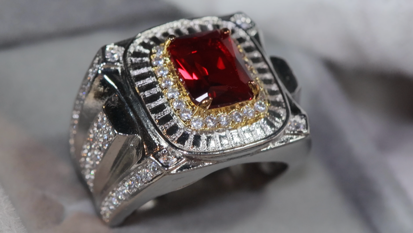 Mens Ruby Ring | Ruby Ring | Mens Red Diamond Ring | Red Diamond Ring