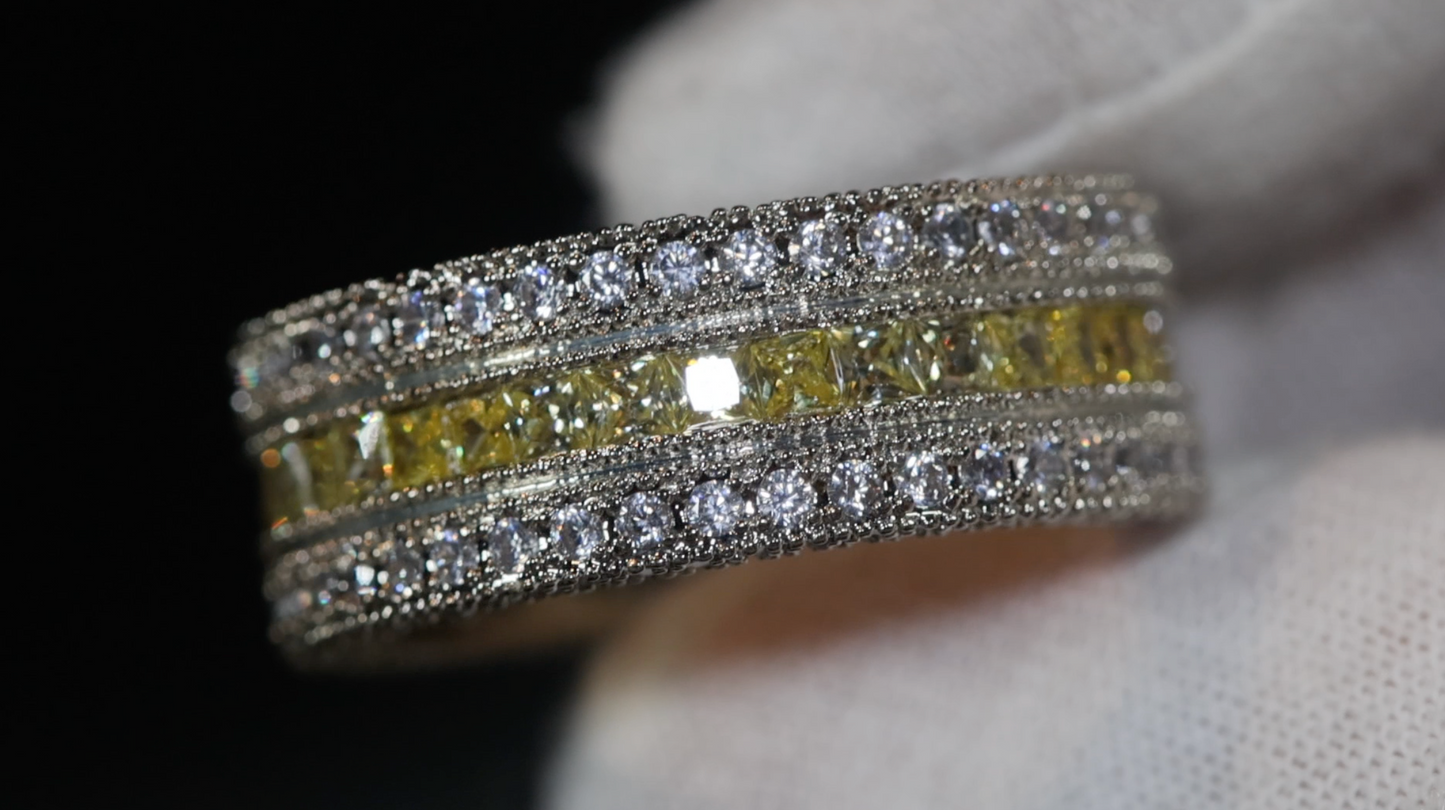 Eternity Ring | Yellow Diamond Ring | Mens Eternity Ring | Womens Eternity Ring | Yellow Iced Out Ring