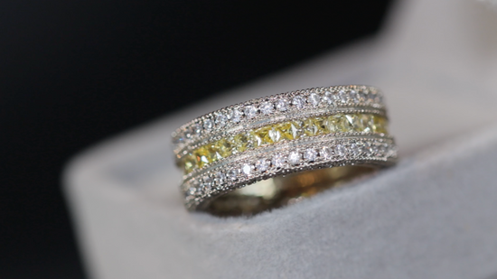 Eternity Ring | Yellow Diamond Ring | Mens Eternity Ring | Womens Eternity Ring | Yellow Iced Out Ring