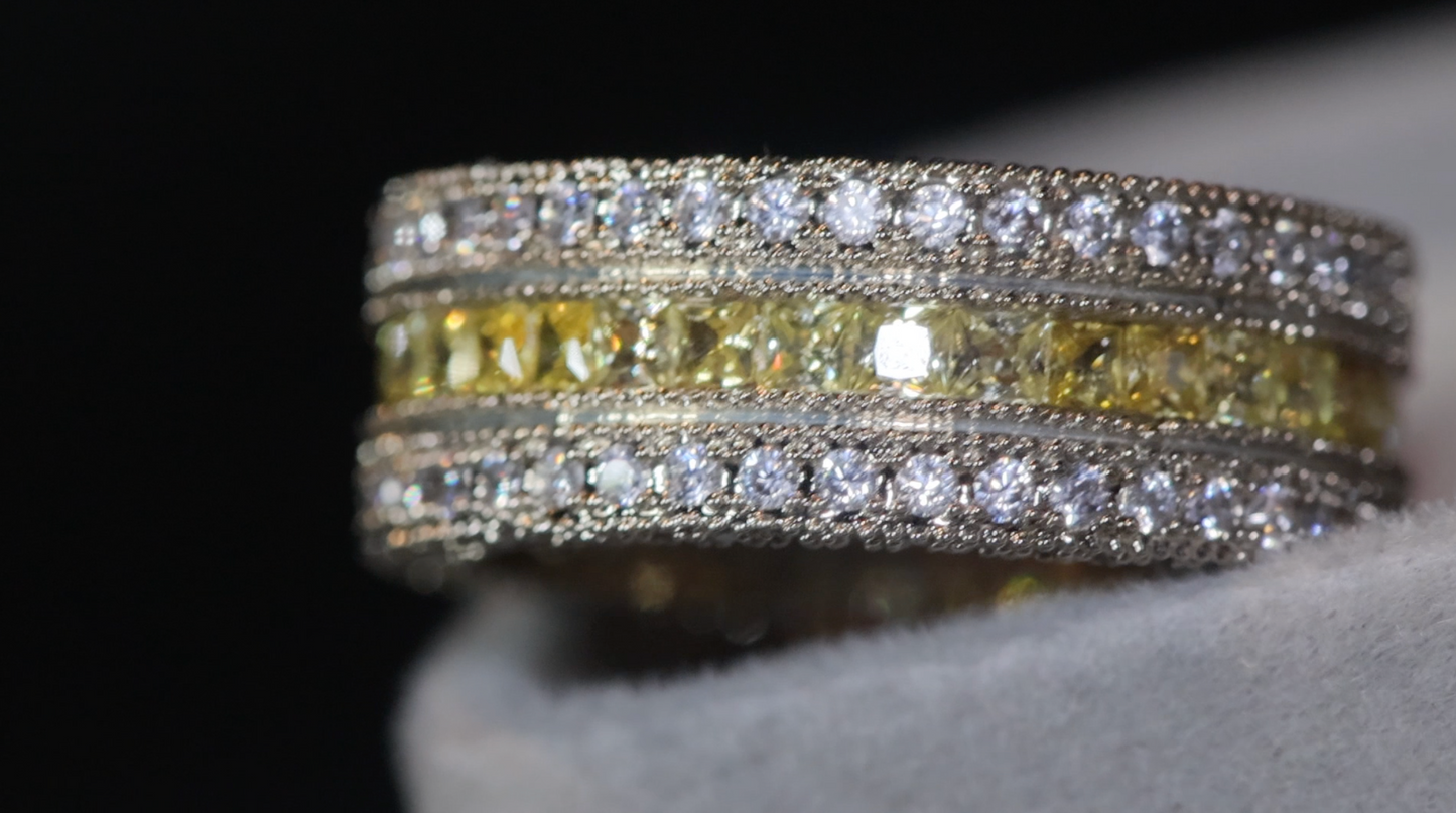 Eternity Ring | Yellow Diamond Ring | Mens Eternity Ring | Womens Eternity Ring | Yellow Iced Out Ring