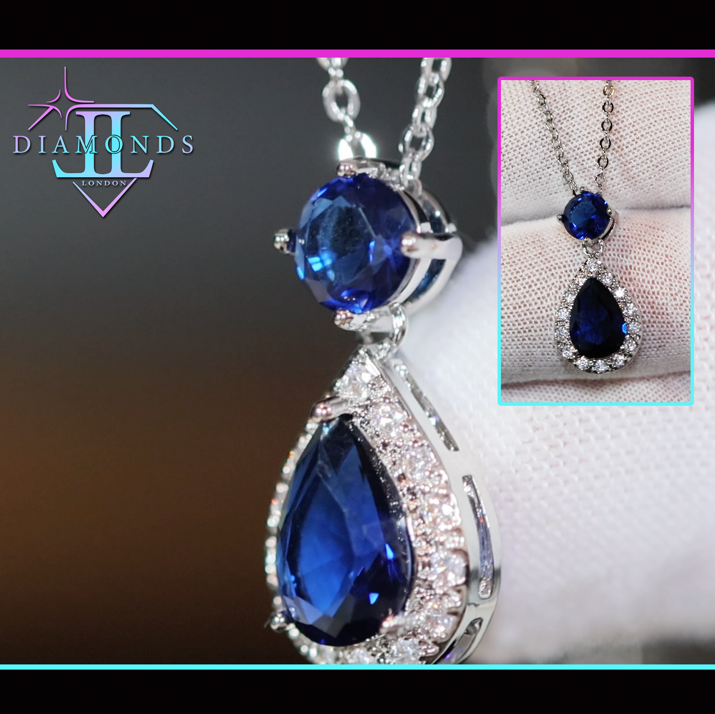 Sapphire blue diamond pendant