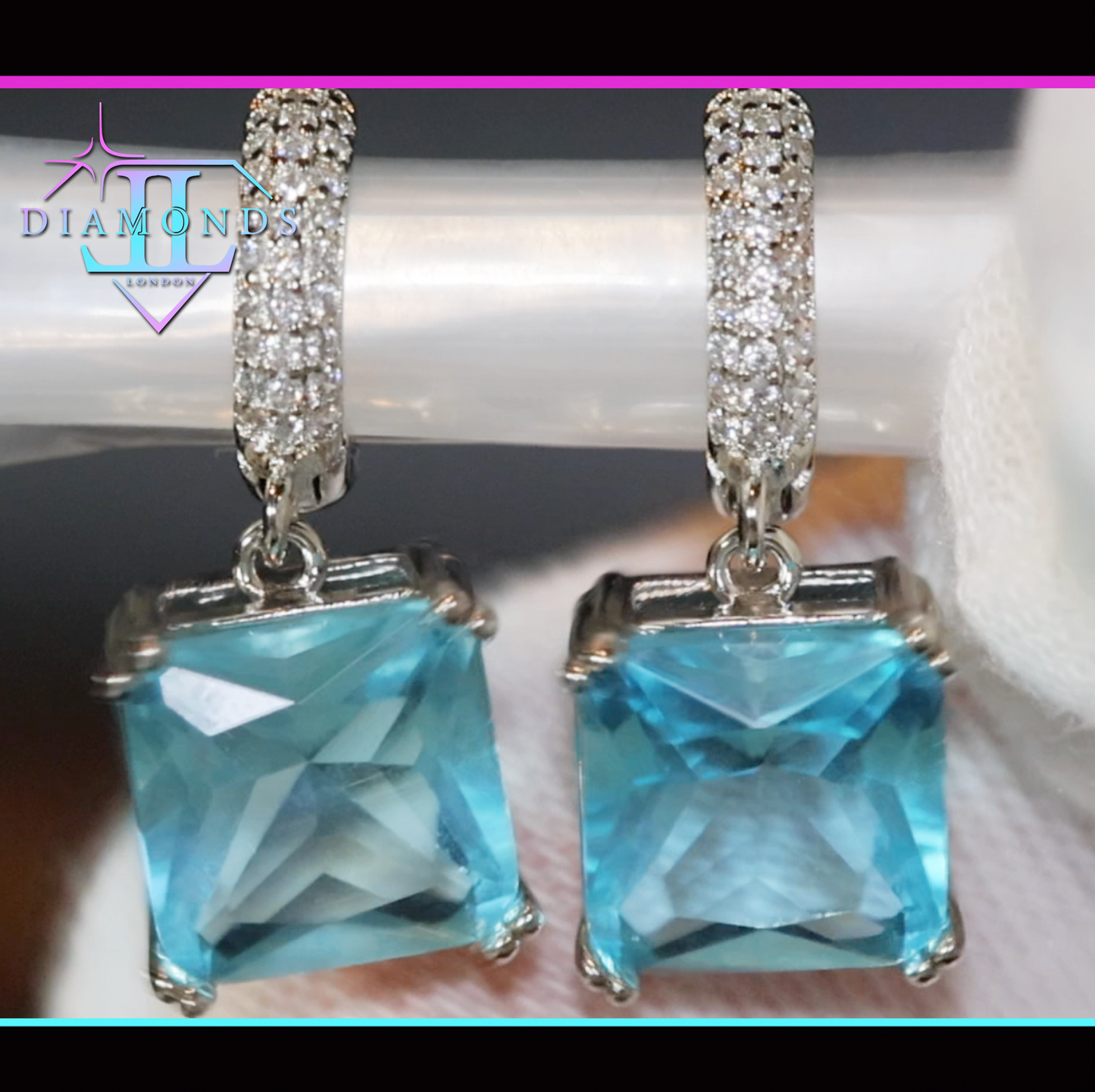 light blue diamond earrings