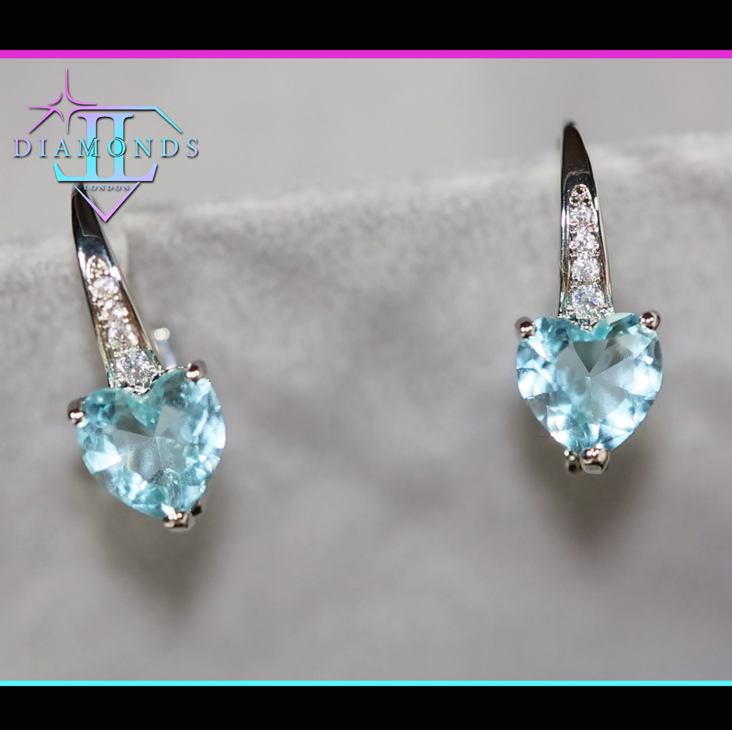 Blue Heart Diamond Earrings