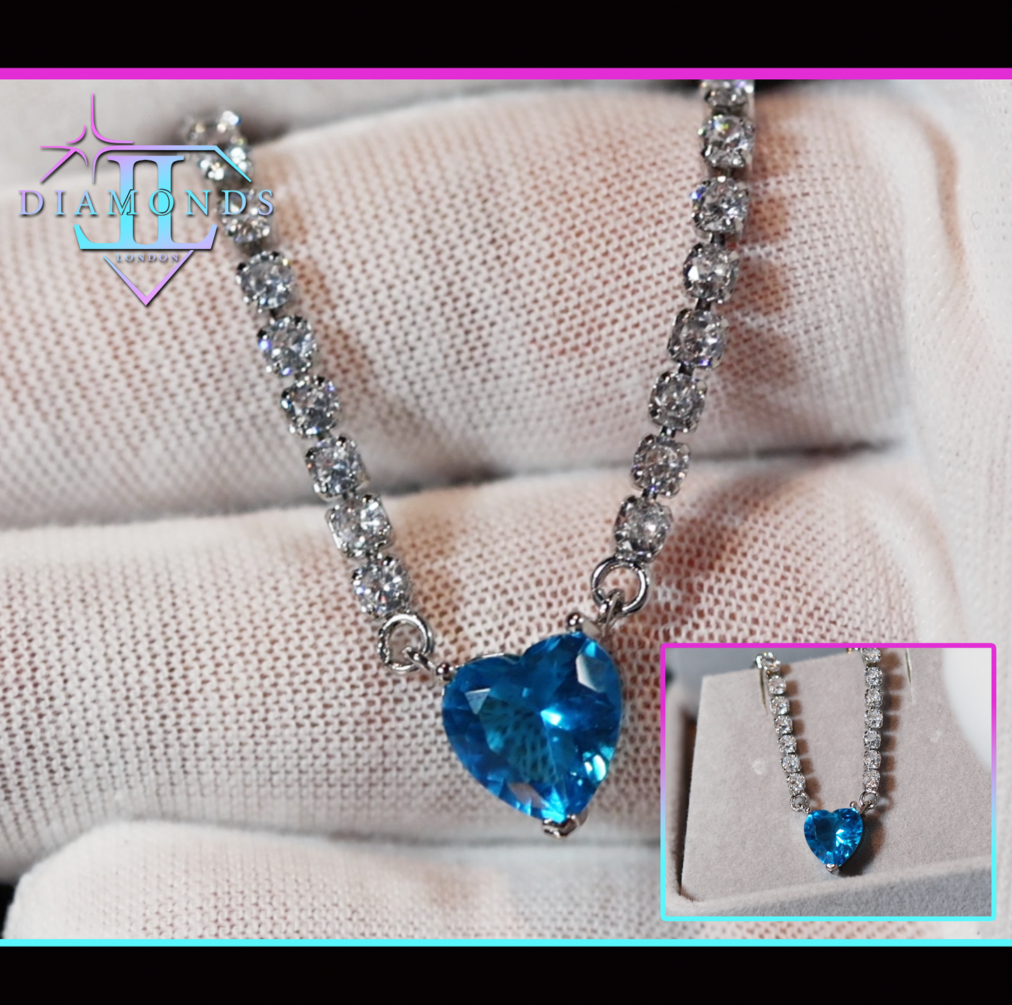 Womens blue diamond pendant