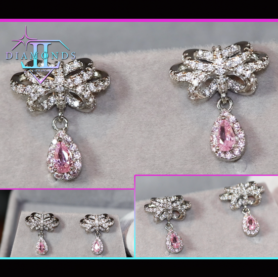 pear cut pink diamond earrings