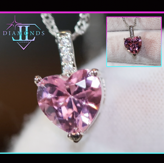 pink diamond heart pendant