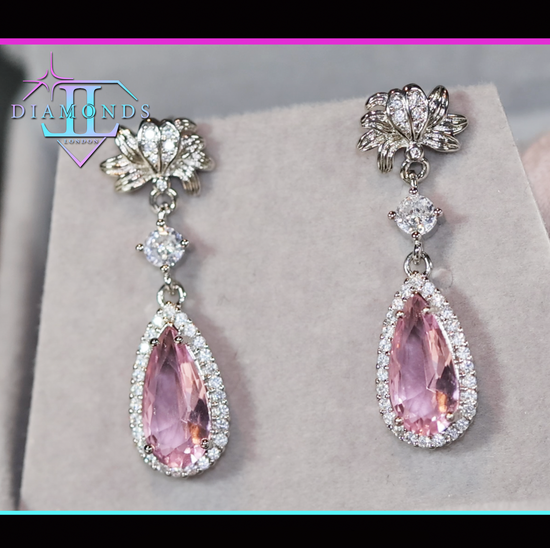 pink teardrop diamond earrings