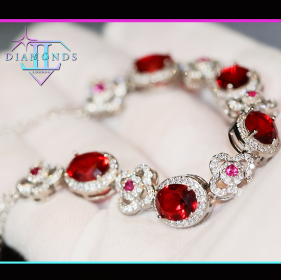 Womens Red Diamond Bracelet | Ruby Bracelet | Red Diamond Bracelet