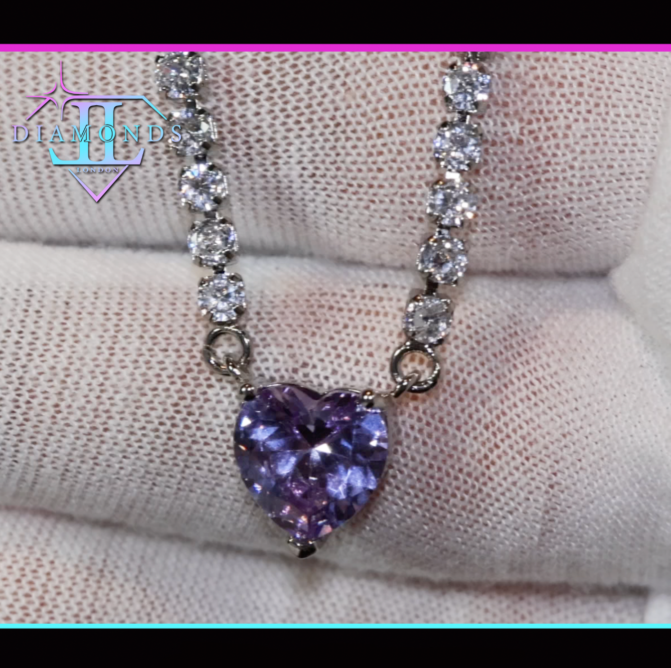 purple heart diamond pendant