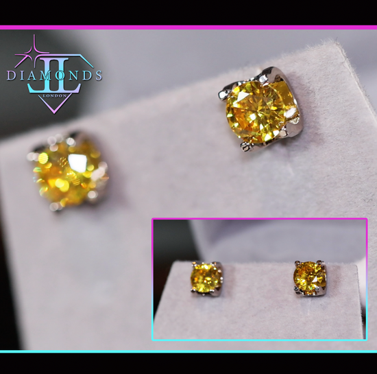 yellow diamond ear studs