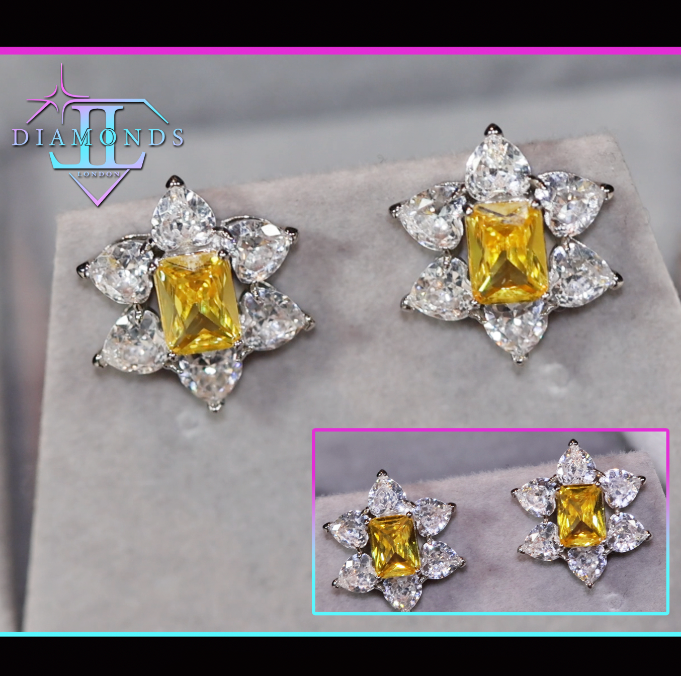 womens yellow diamond ear studs