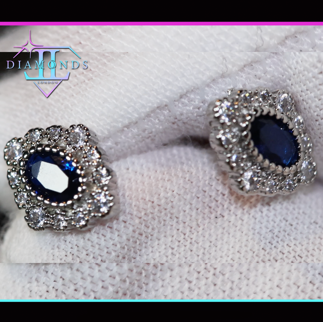 Sapphire Blue diamond Ear Studs