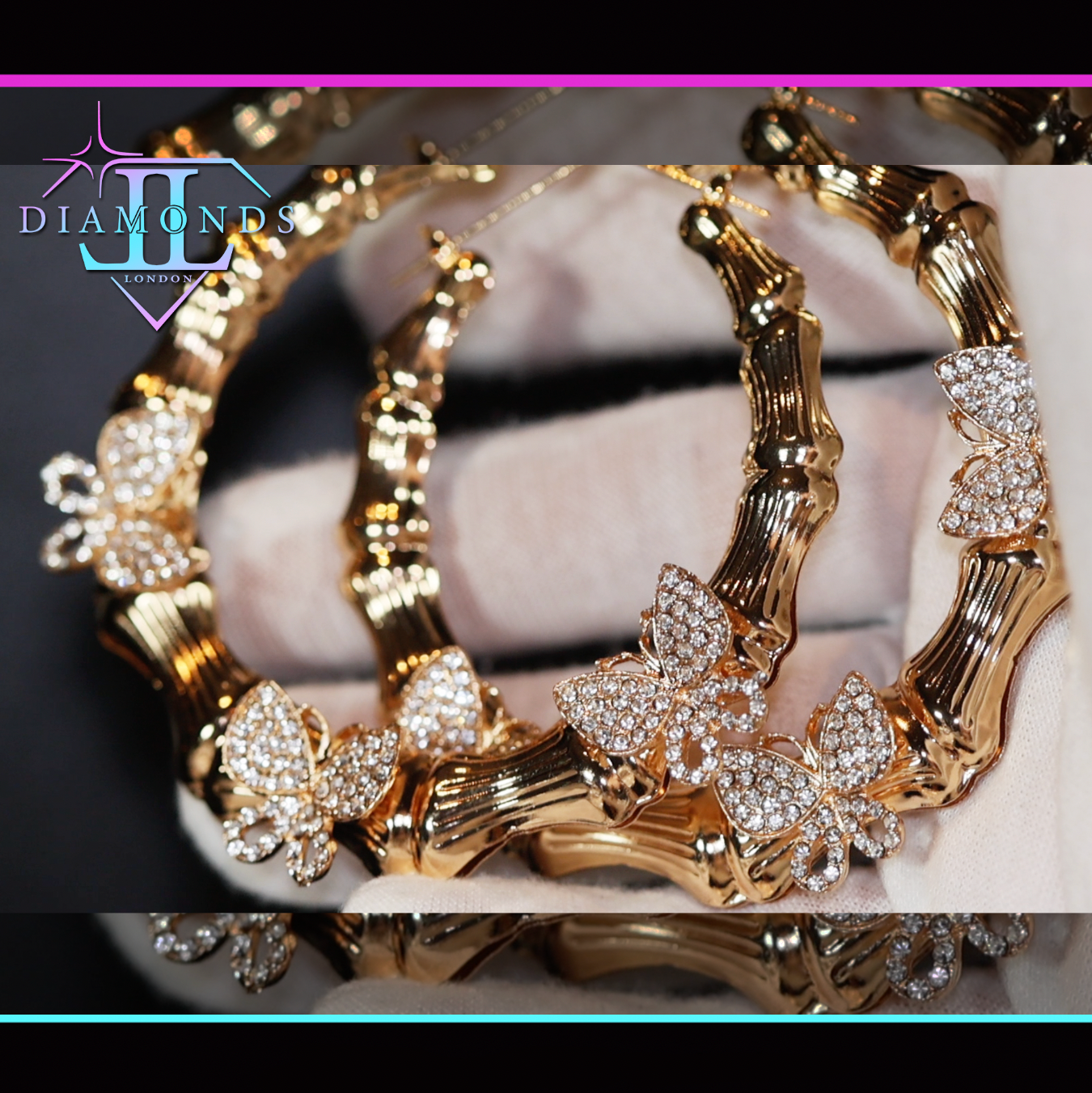 Big gold diamond hoop earrings