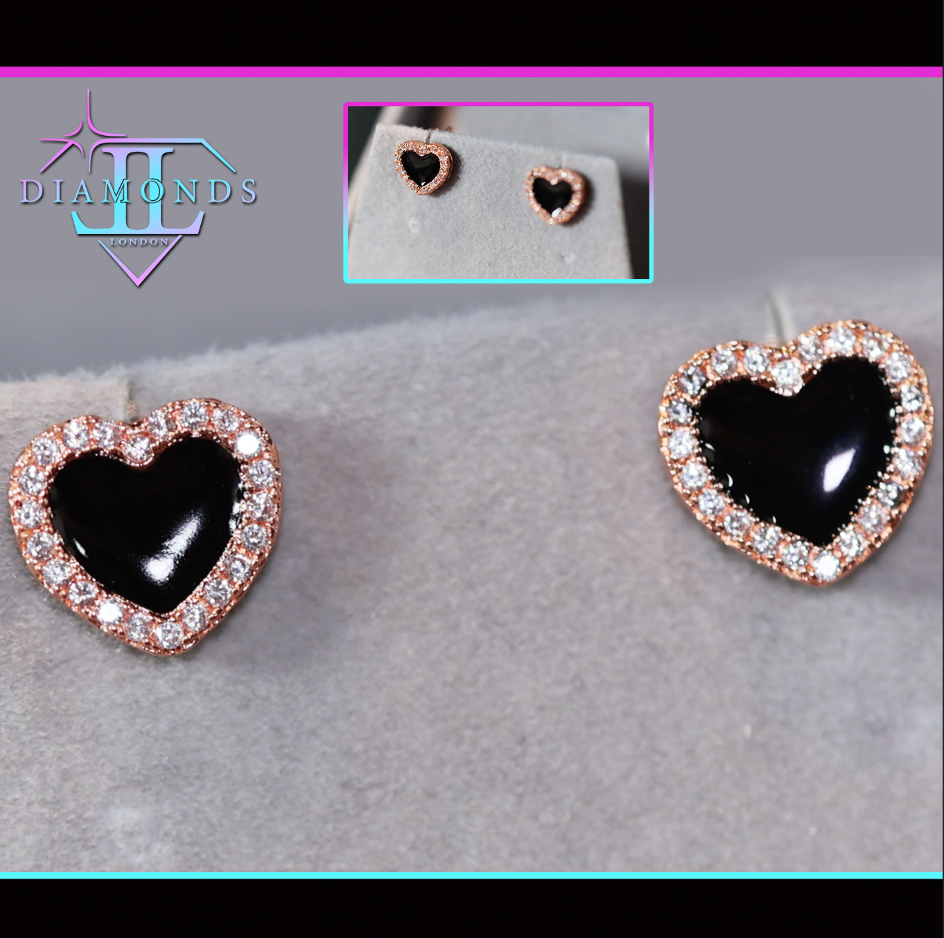 Rose Gold Earrings | Heart Earrings | Womens Earrings | Rose Gold Ear Studs | Heart Ear Studs | Womens Diamond Ear Studs | Ear Studs