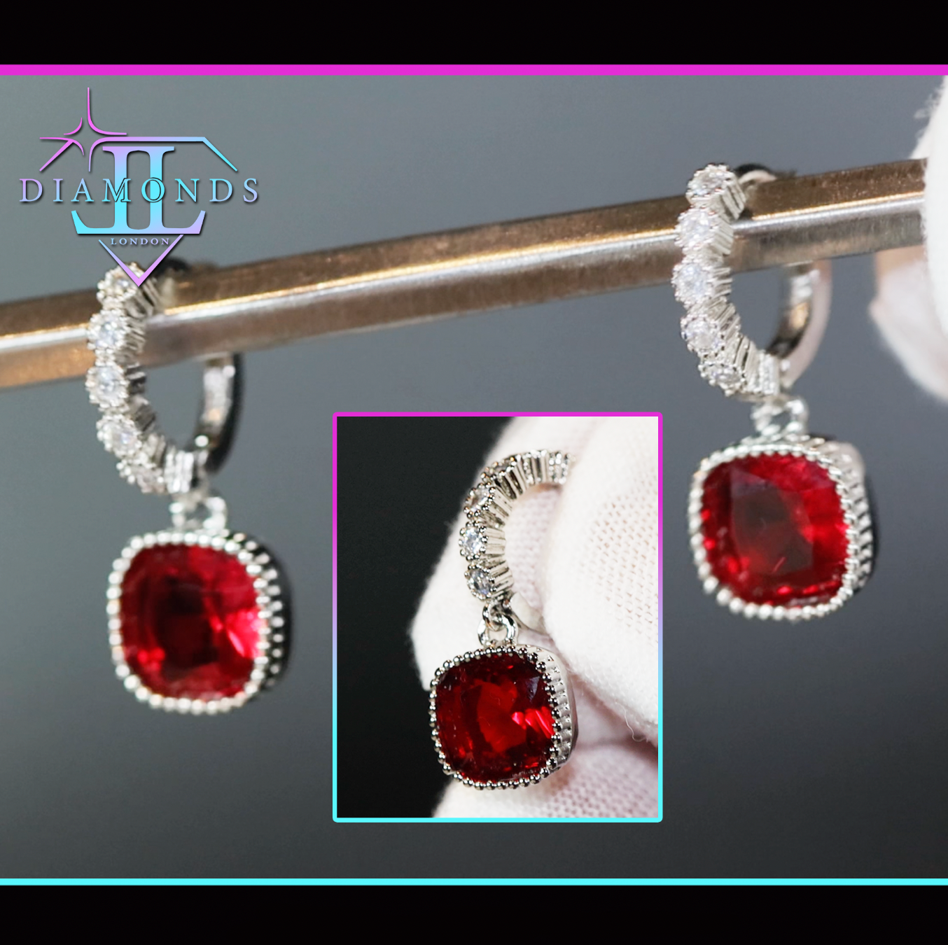 red diamond hoop earrings