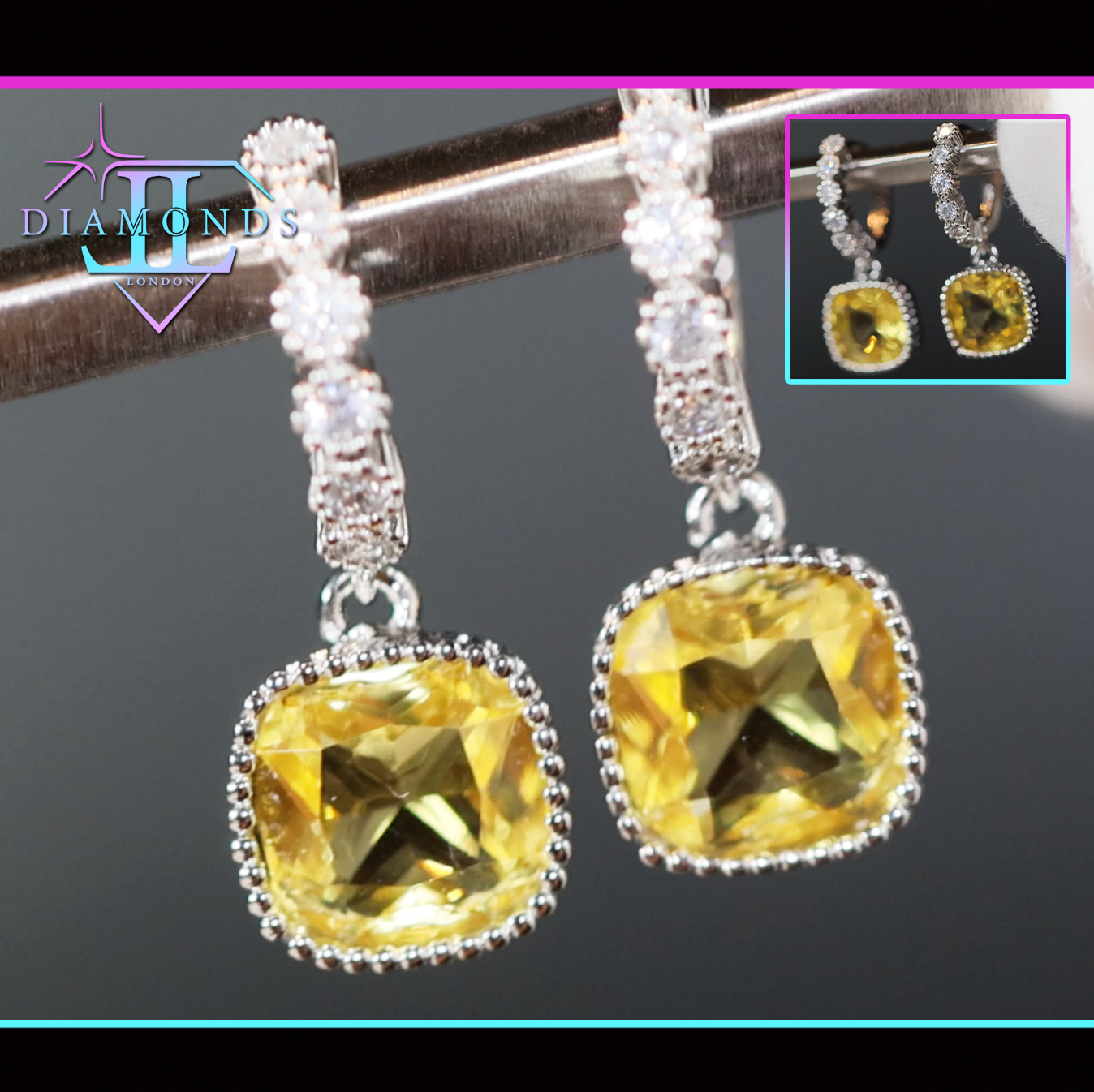 Womens yellow diamond earrings