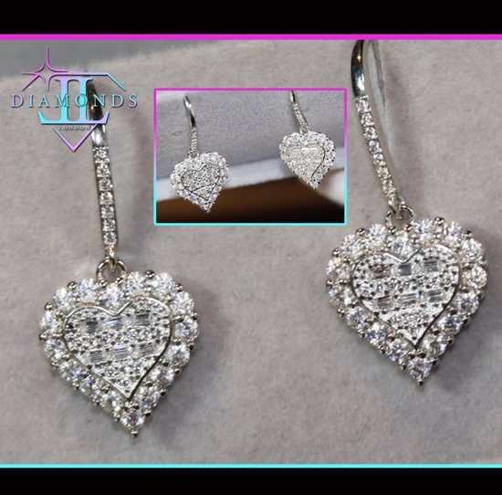 Womens Heart Diamond Earrings